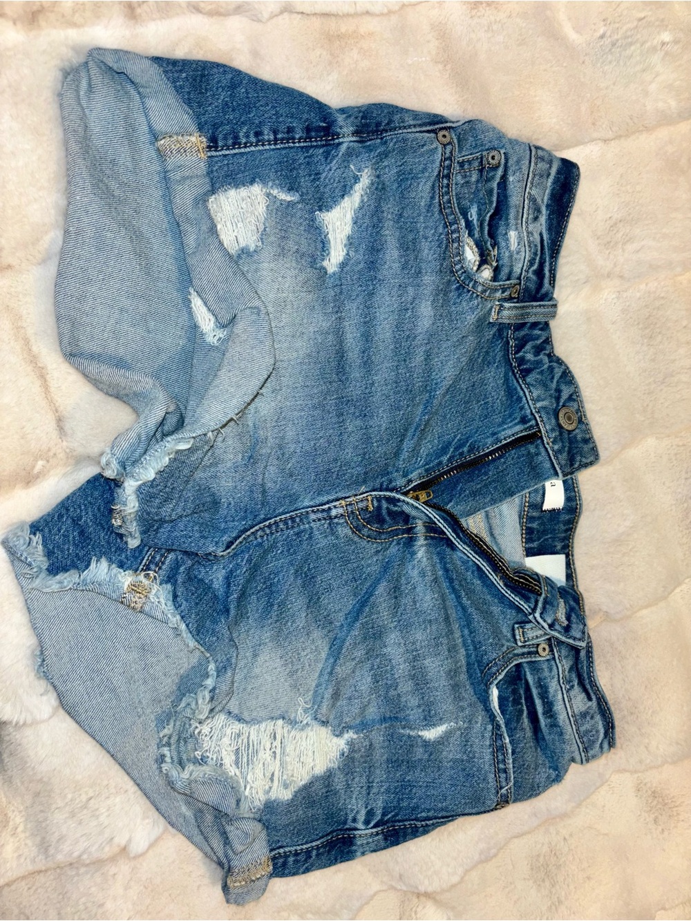 eunina Distressed Denim Shorts - Blue